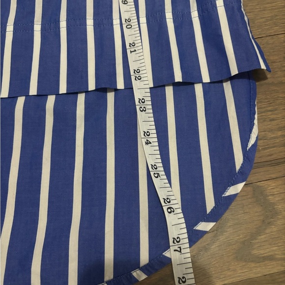J. Crew blue and white funnelneck stripe blouse. Size 6. Like new! - Picture 7 of 9